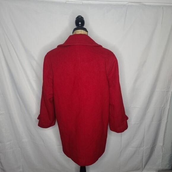Vintage 80's 90's Barraza Red Wool Double Breasted Peacoat - Picture 4 of 13